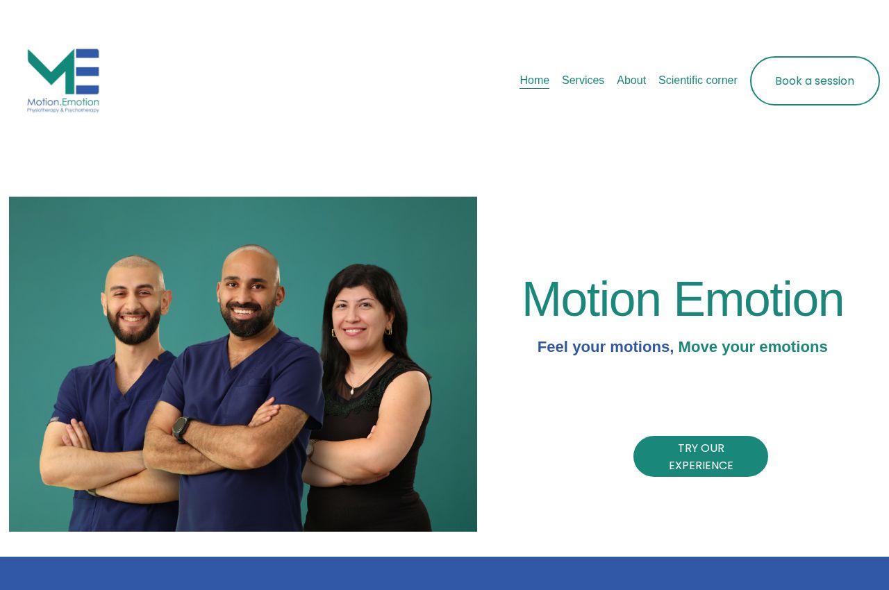 Motion Emotion website featuring its clinical team